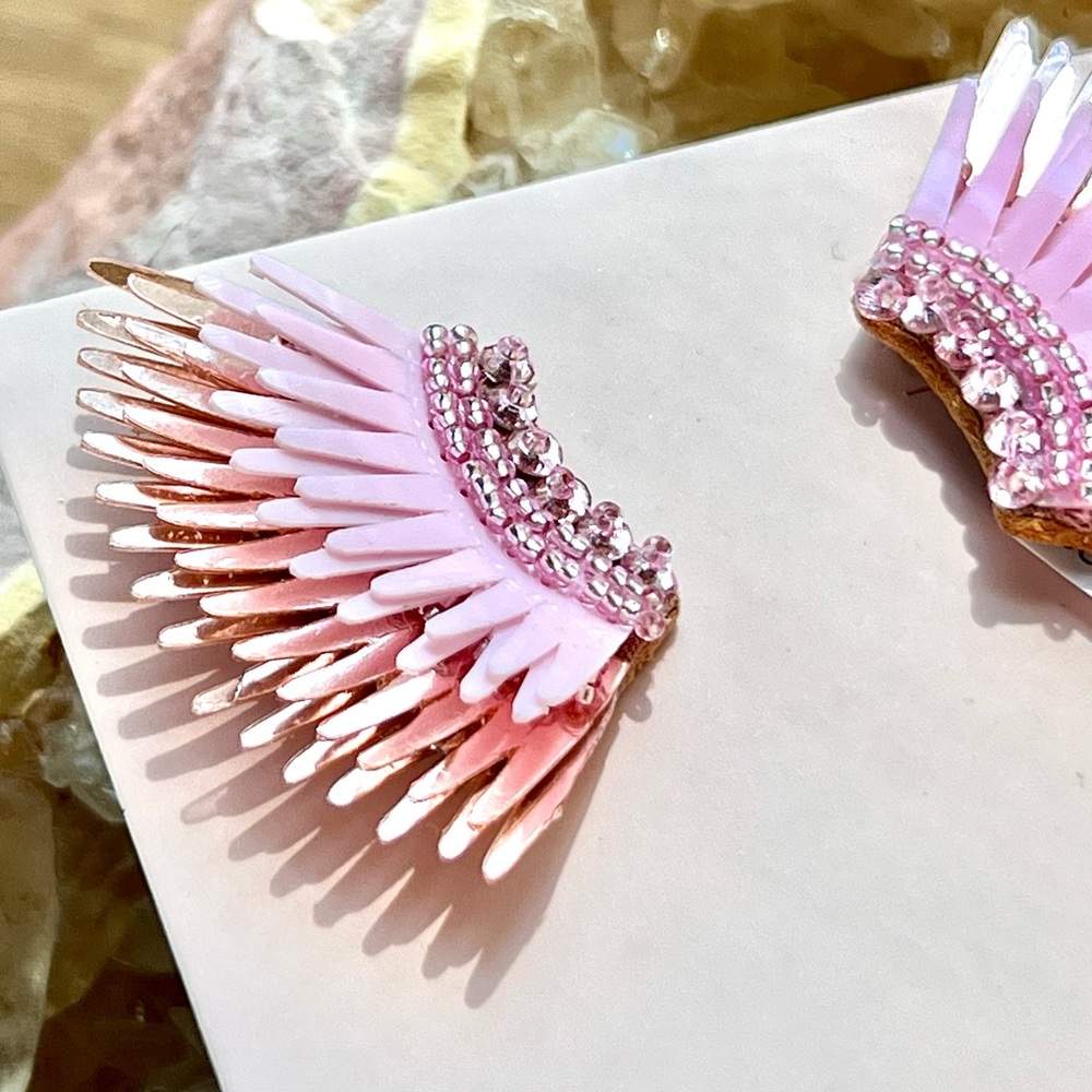 🌺🎉HP🎉🌺 NWT Mignonne Gavigan Mini Madeline Earrings Rose Gold Pink - Picture 9 of 16